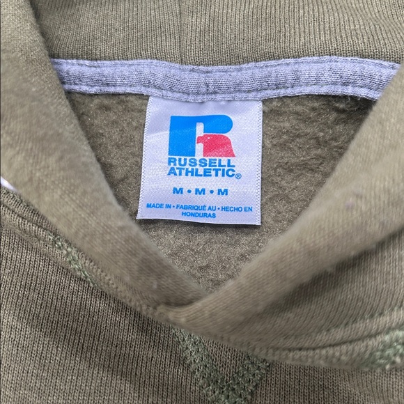 Russell Athletic Olive blank Hoodie for Men - Picture 2 of 4